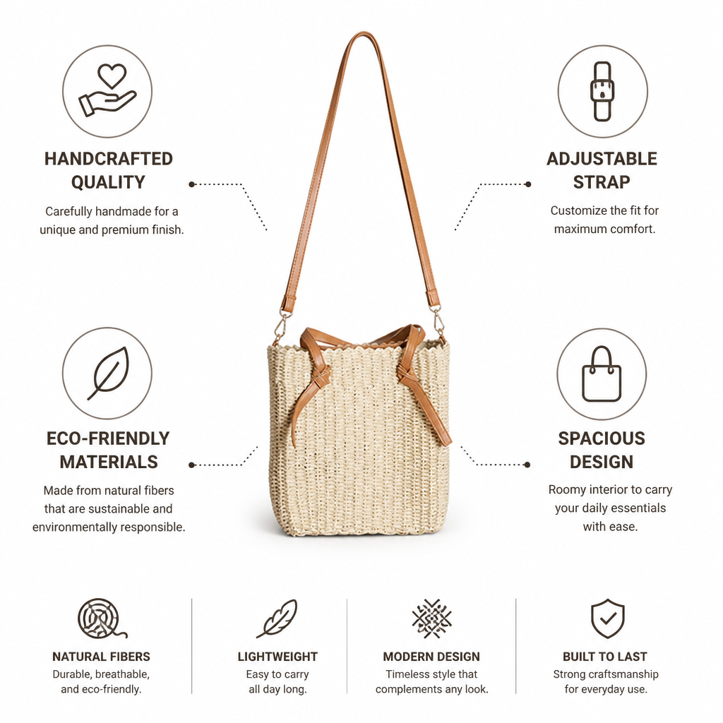 Eco-Friendly Handcrafted Macrame Shoulder Bag (Adjustable Strap)