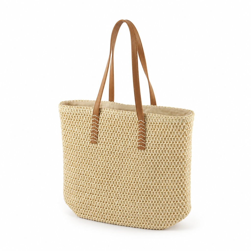 Eco-Friendly Jute Tote (Lined Interior & Leather Handles)