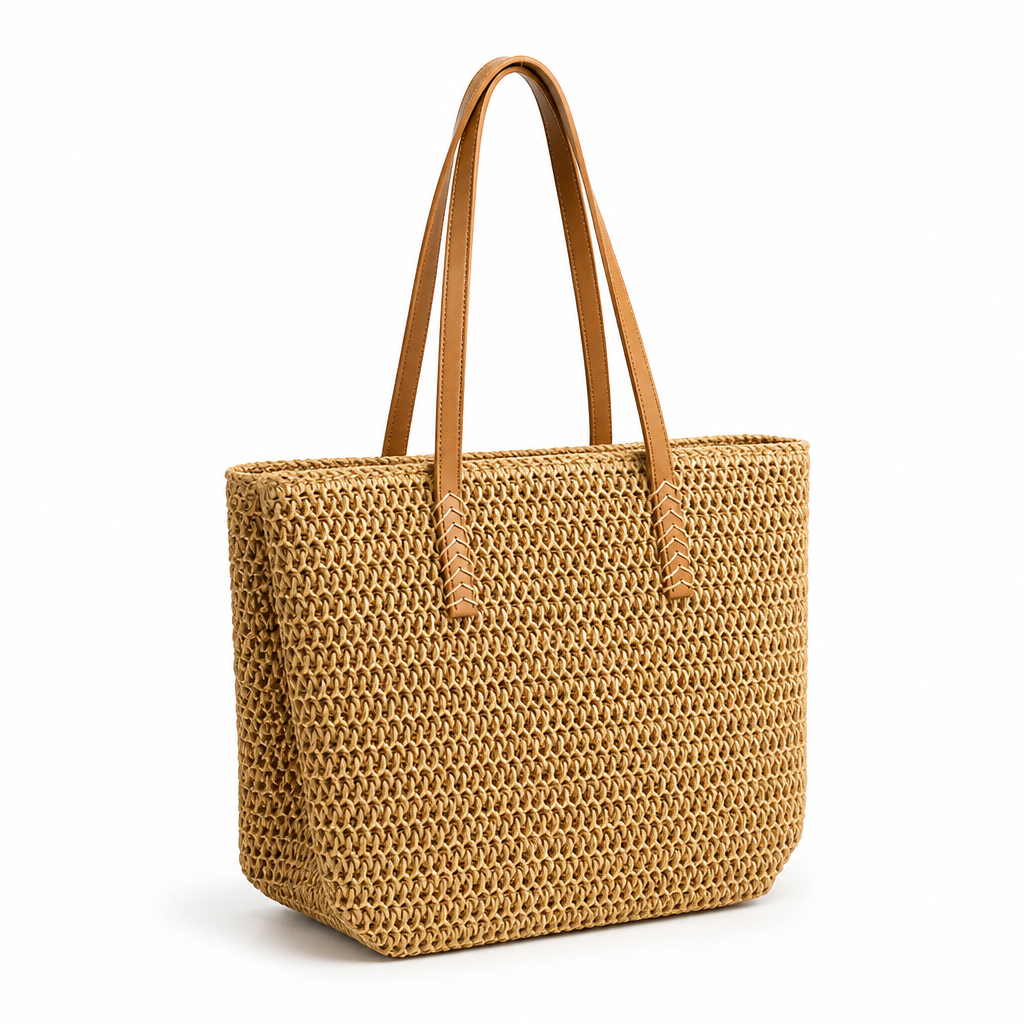 Eco-Friendly Jute Tote (Lined Interior & Leather Handles)