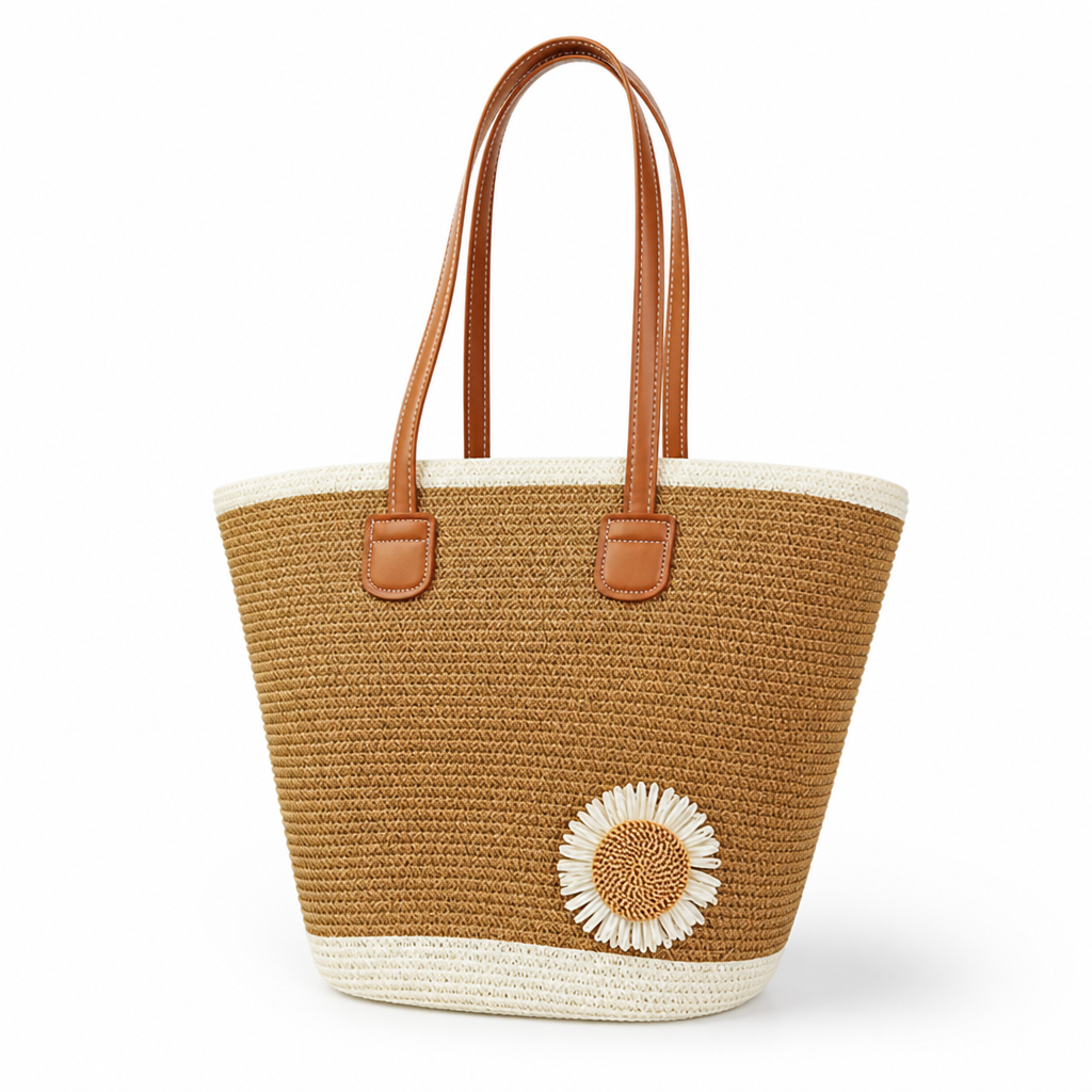 Eco-Friendly Woven Floral Beach Tote (Large)
