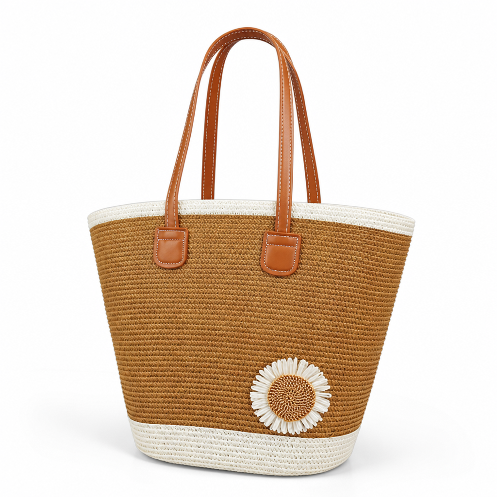 Eco-Friendly Woven Floral Beach Tote (Large)