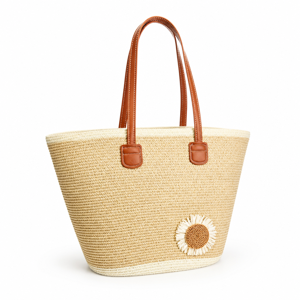 Eco-Friendly Woven Floral Beach Tote (Large)