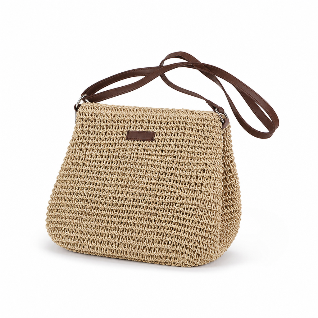 Eco-Friendly Woven Leather-Accented Convertible Handbag