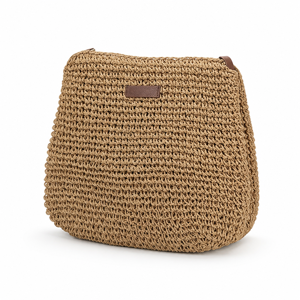 Eco-Friendly Woven Leather-Accented Convertible Handbag