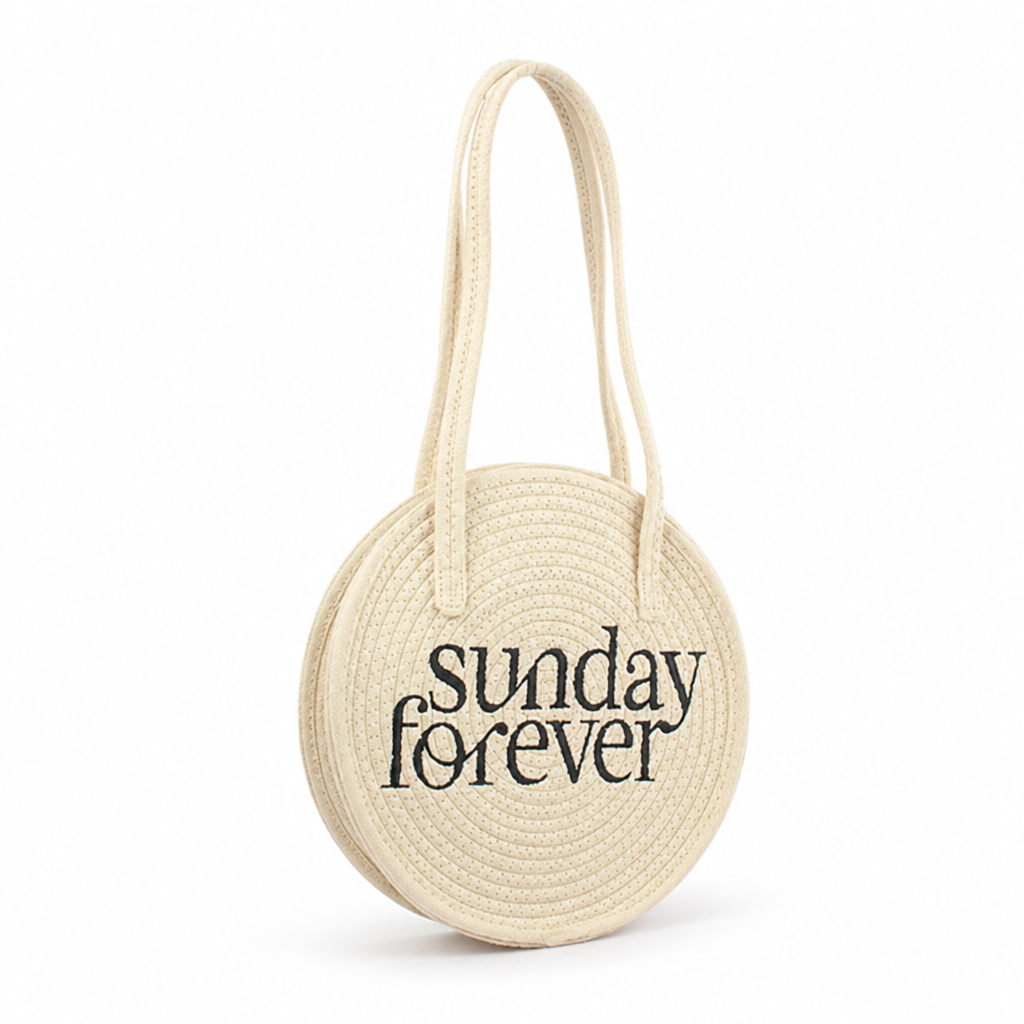 Eco-Friendly Woven Straw Round Tote Bag (Shoulder Strap)