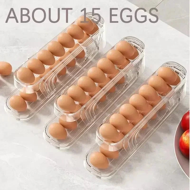Egg Organizer Automatic Rolling Two-Tier Space-Saving Storage