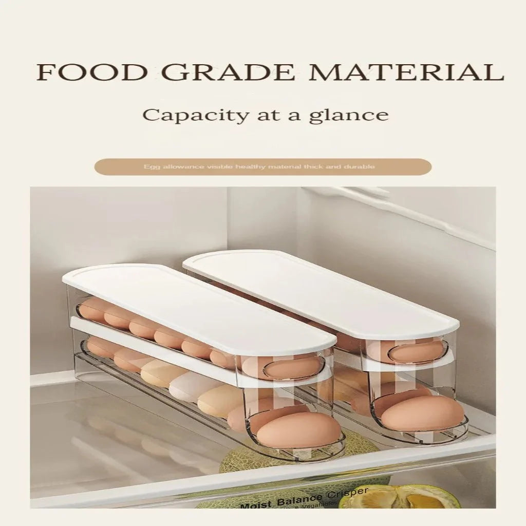 Egg Organizer Two-Tier Automatic Rolling Space-Saving