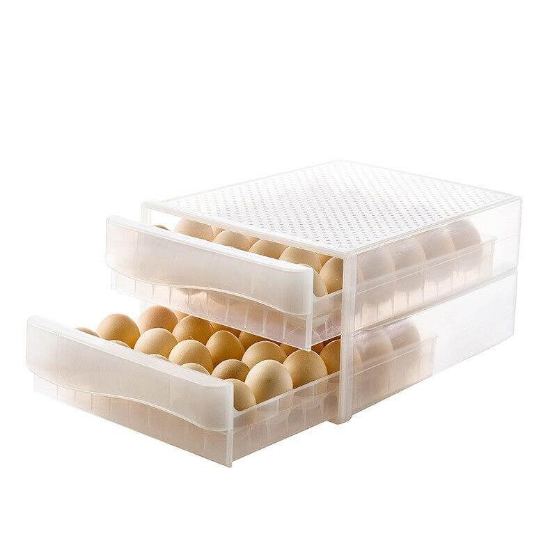 Egg Storage Container Transparent Stackable Double-Layer Drawer