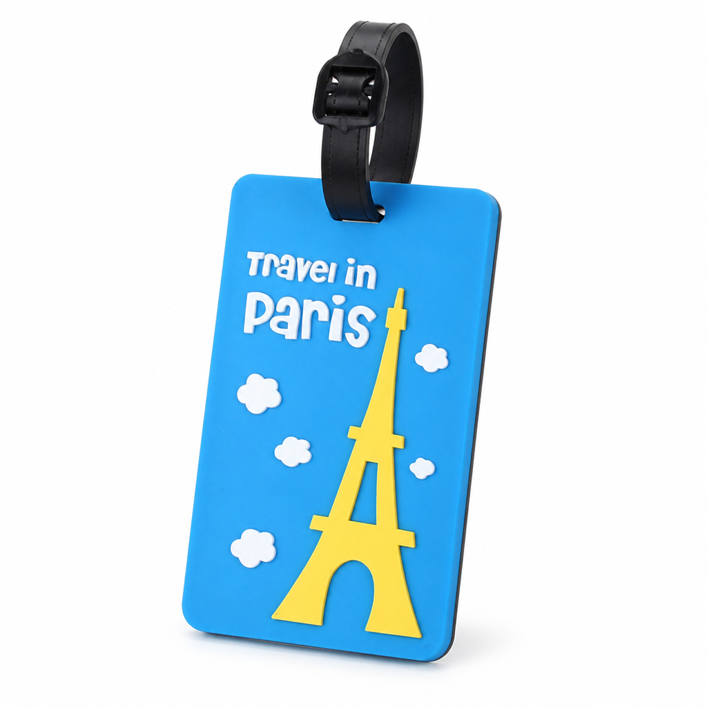 Eiffel Tower Rubber Luggage Tag (Clear ID Window)
