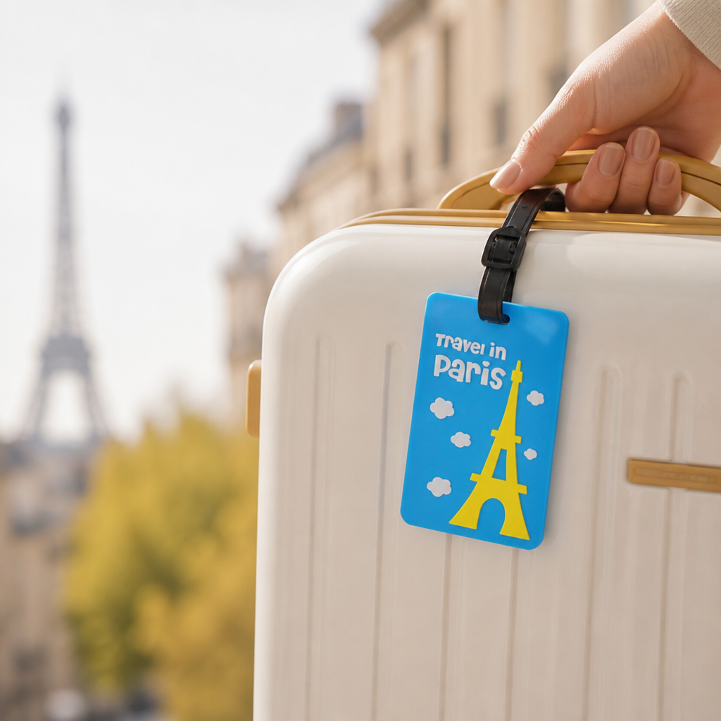 Eiffel Tower Rubber Luggage Tag (Clear ID Window)