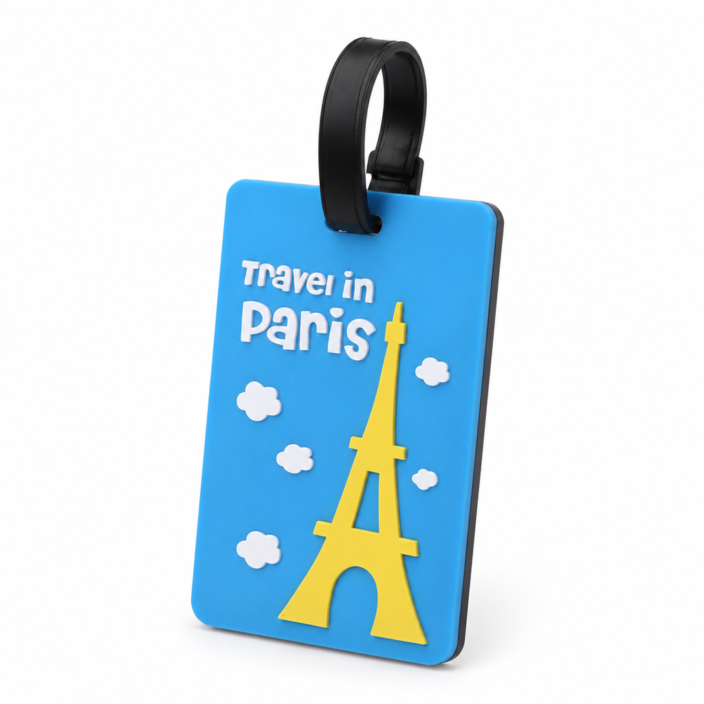 Eiffel Tower Rubber Luggage Tag (Clear ID Window)
