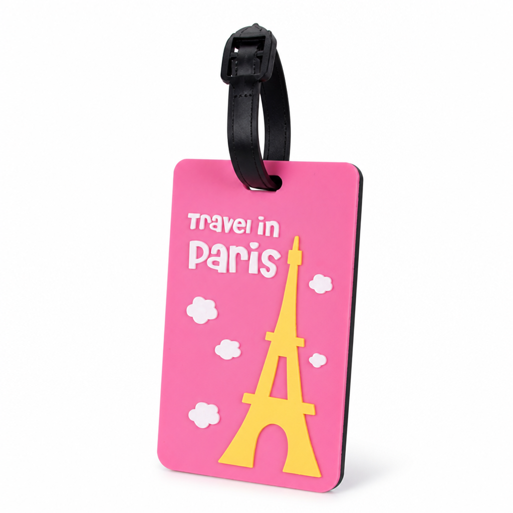 Eiffel Tower Rubber Luggage Tag (Clear ID Window)