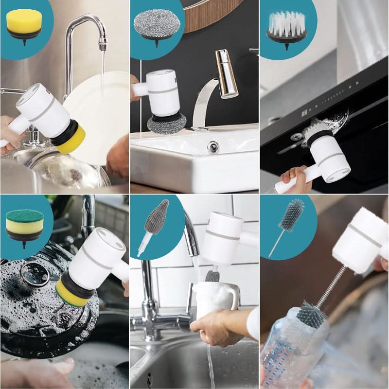 Electric Cleaning Brush Cordless 360° Rotation Interchangeable Heads