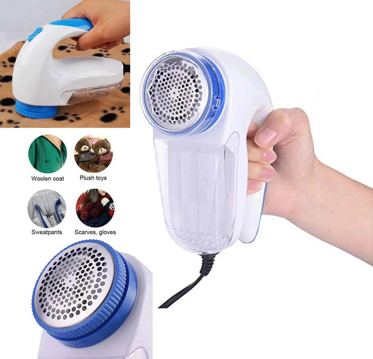Electric Fabric Shaver Stainless Steel Blades & Fluff Collector