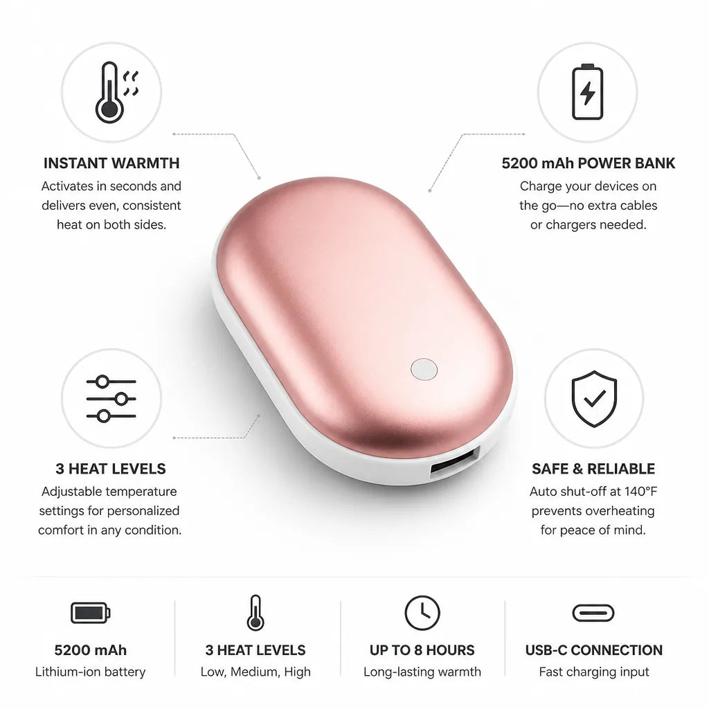 Electric Hand Warmer Power Bank 5200 mAh