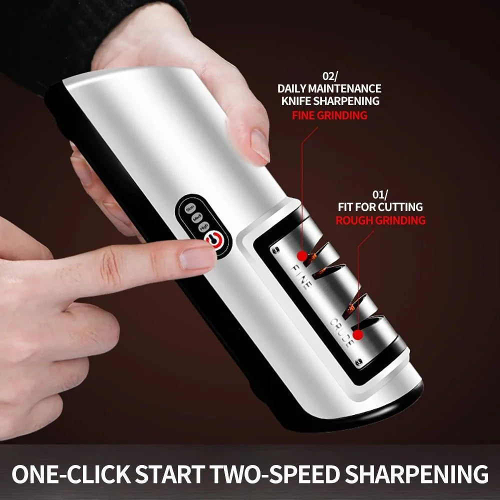 Electric Knife Sharpener Automatic 3-Speed Rechargeable