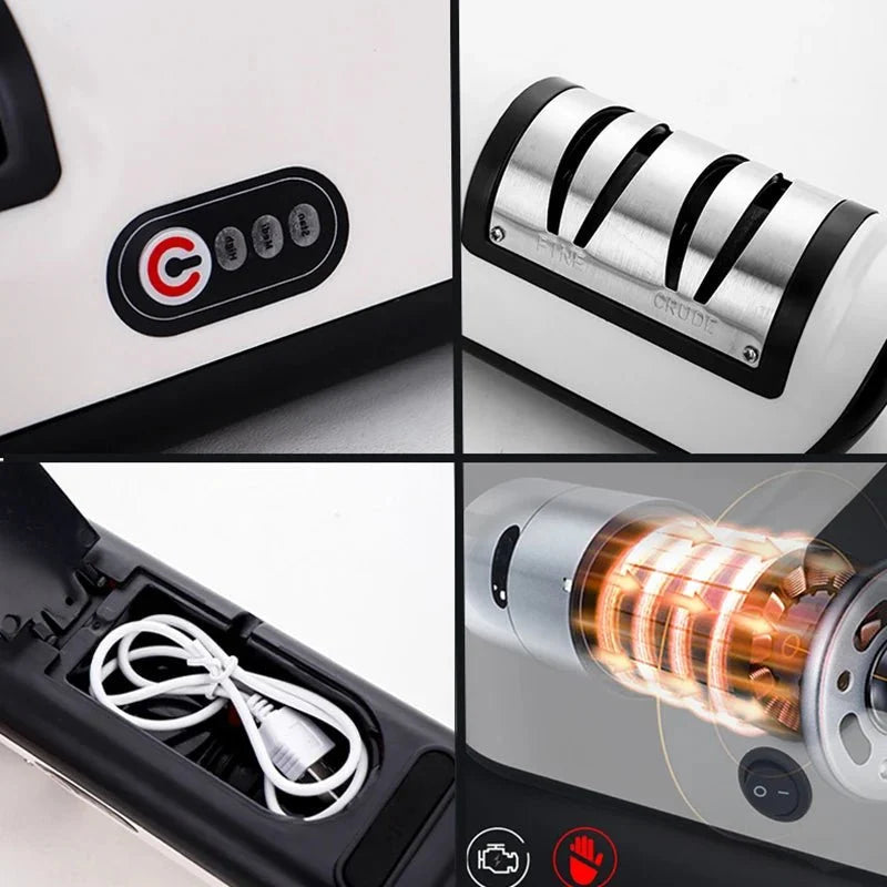 Electric Knife Sharpener Automatic 3-Speed Rechargeable