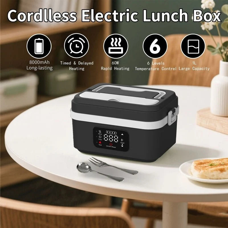 Electric Lunch Box Cordless Self-Heating Stainless Steel 1L