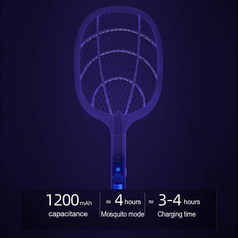 Electric Mosquito Swatter 3000V USB Rechargeable Triple Safety Mesh