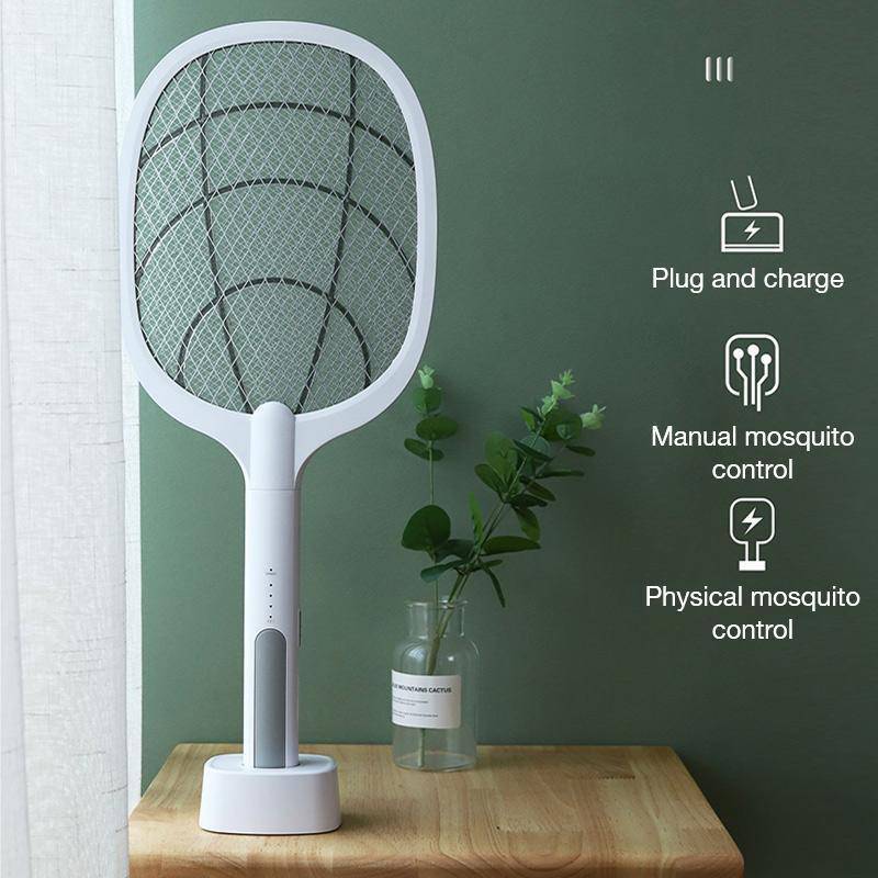 Electric Mosquito Swatter 3000V USB Rechargeable Triple Safety Mesh