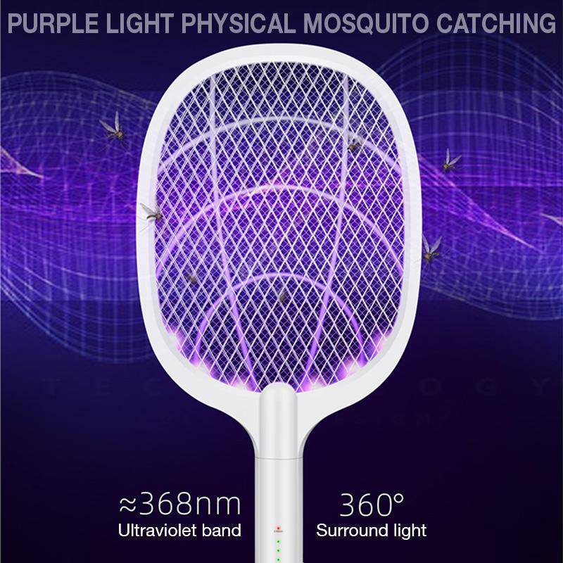 Electric Mosquito Swatter 3000V USB Rechargeable Triple Safety Mesh