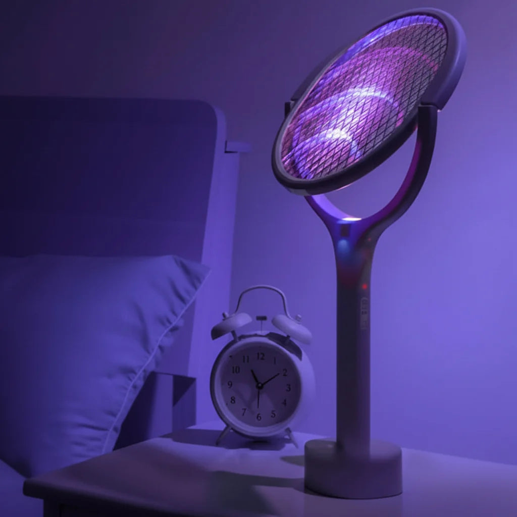 Electric Mosquito Swatter LED Lamp Adjustable Head USB Rechargeable
