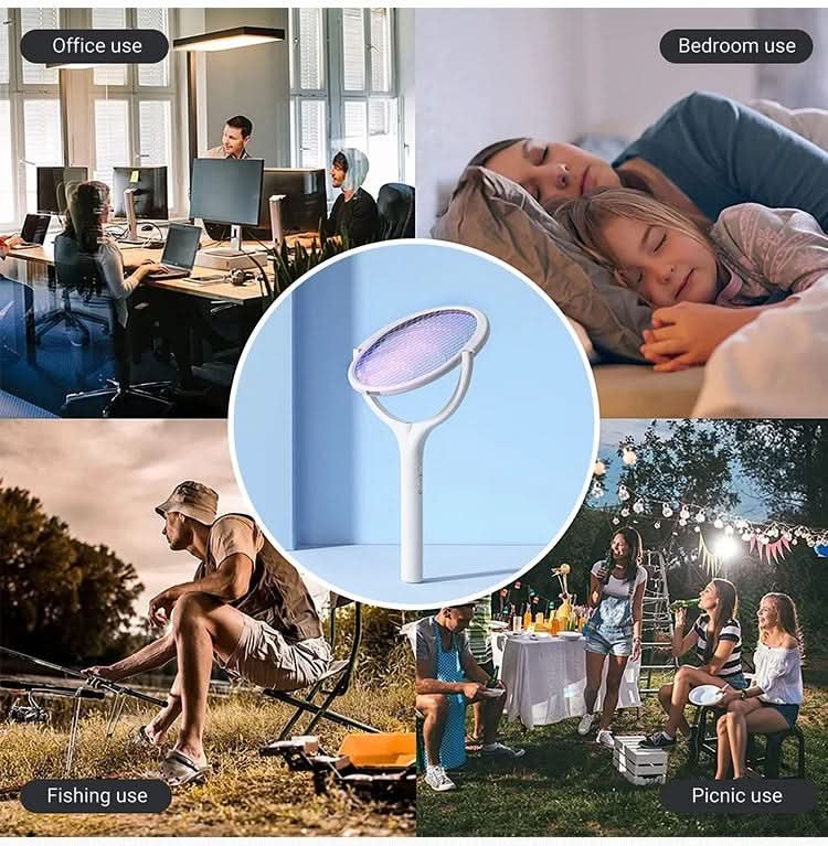 Electric Mosquito Swatter LED Lamp Adjustable Head USB Rechargeable