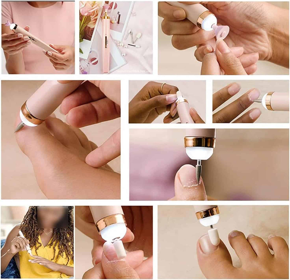 Electric Nail File Rechargeable Cordless LED 5 Interchangeable Bits