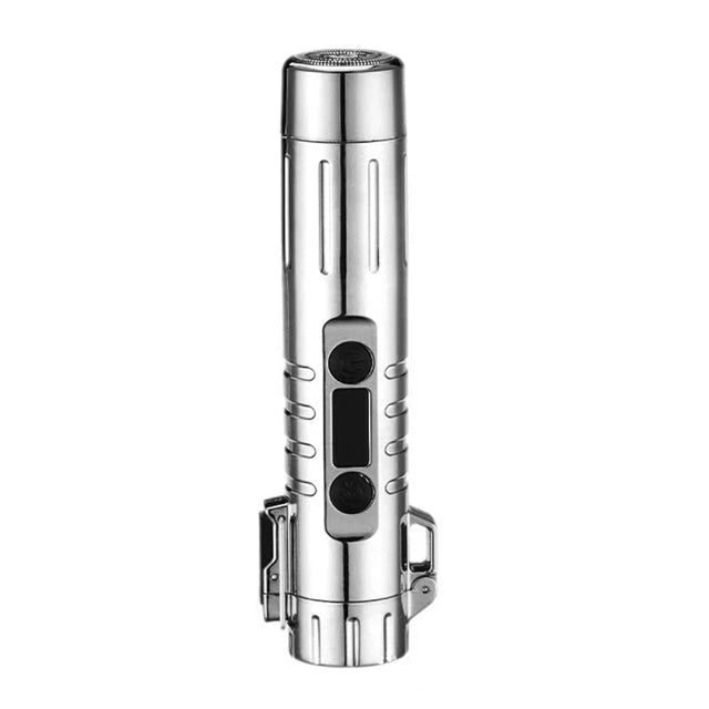 Electric Shaver Built-In Lighter USB Rechargeable Travel-Ready