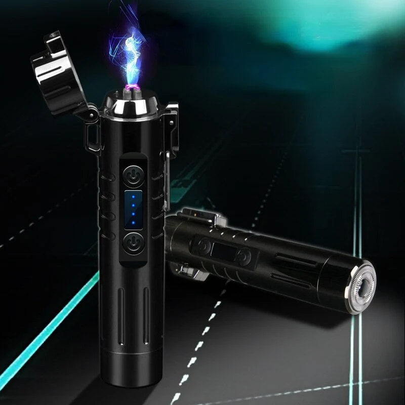 Electric Shaver Built-In Lighter USB Rechargeable Travel-Ready