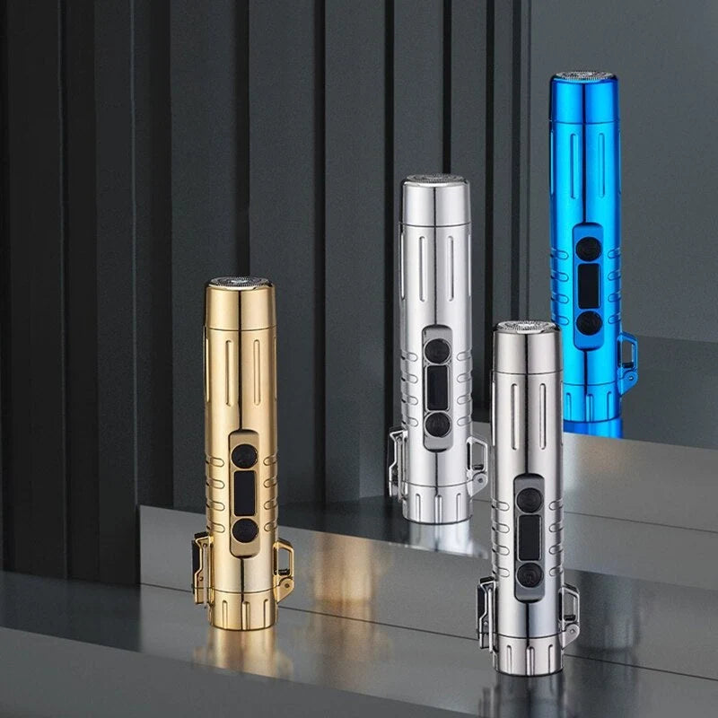 Electric Shaver Built-In Lighter USB Rechargeable Travel-Ready