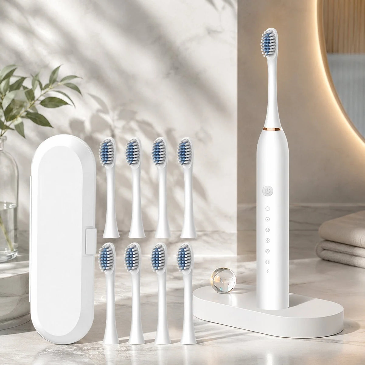 Electric Sonic Toothbrush 5 Modes 8 Replacement Heads