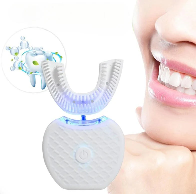 Electric Toothbrush U-Shaped 360-Degree Coverage Rechargeable with Blue Light