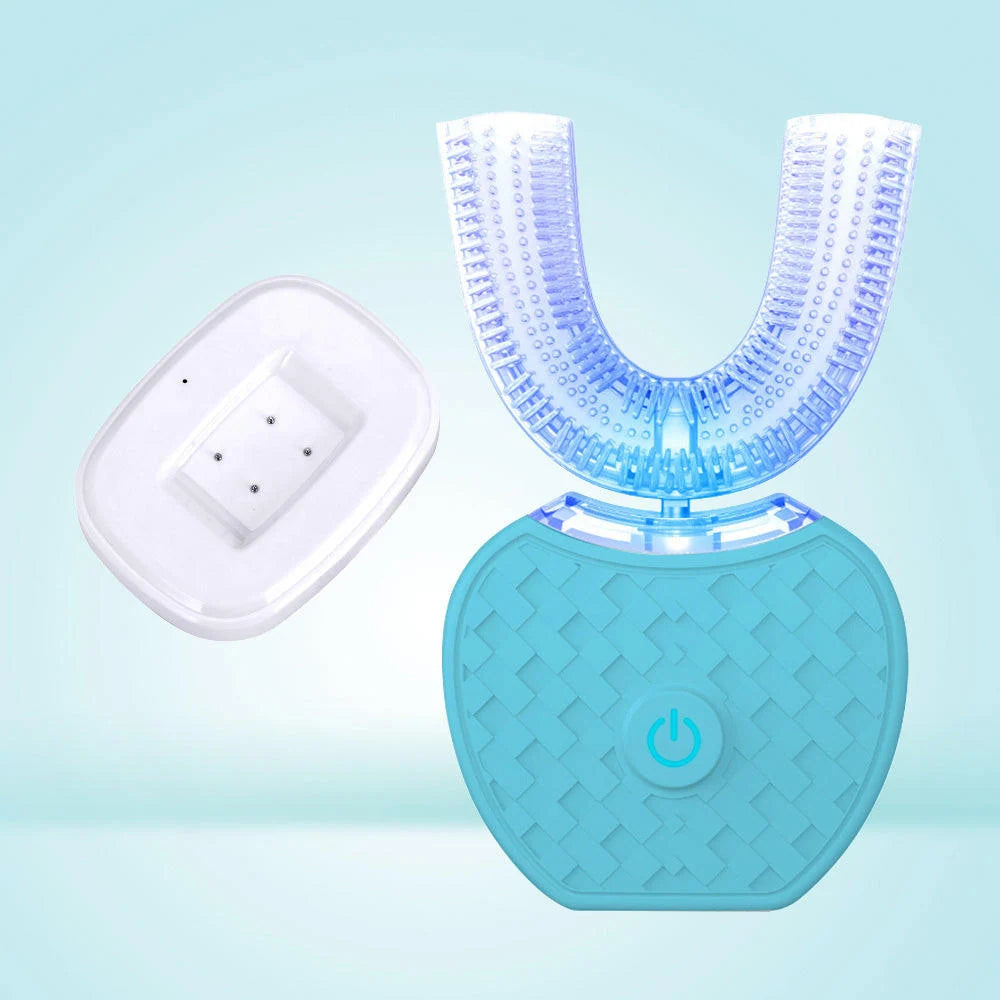 Electric Toothbrush U-Shaped 360-Degree Coverage Rechargeable with Blue Light