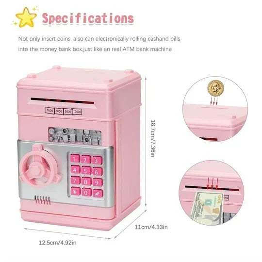 Electronic Piggy Bank Auto Bill Intake & Dual Lock