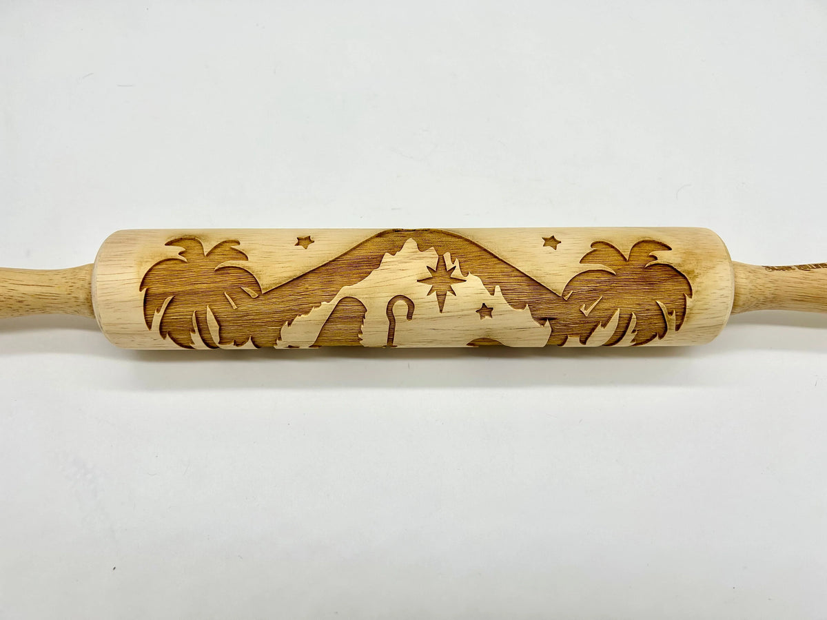 Embossing Rolling Pin Laser-Cut Nativity Scene