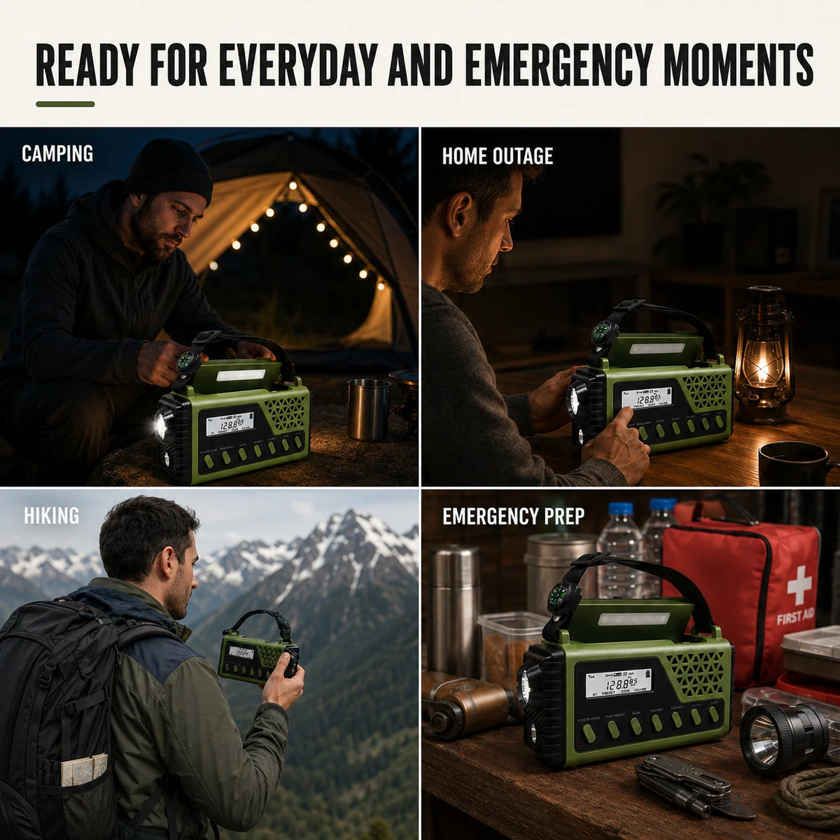 Emergency Radio Hand Crank & Solar Charging 10,000 mAh Battery