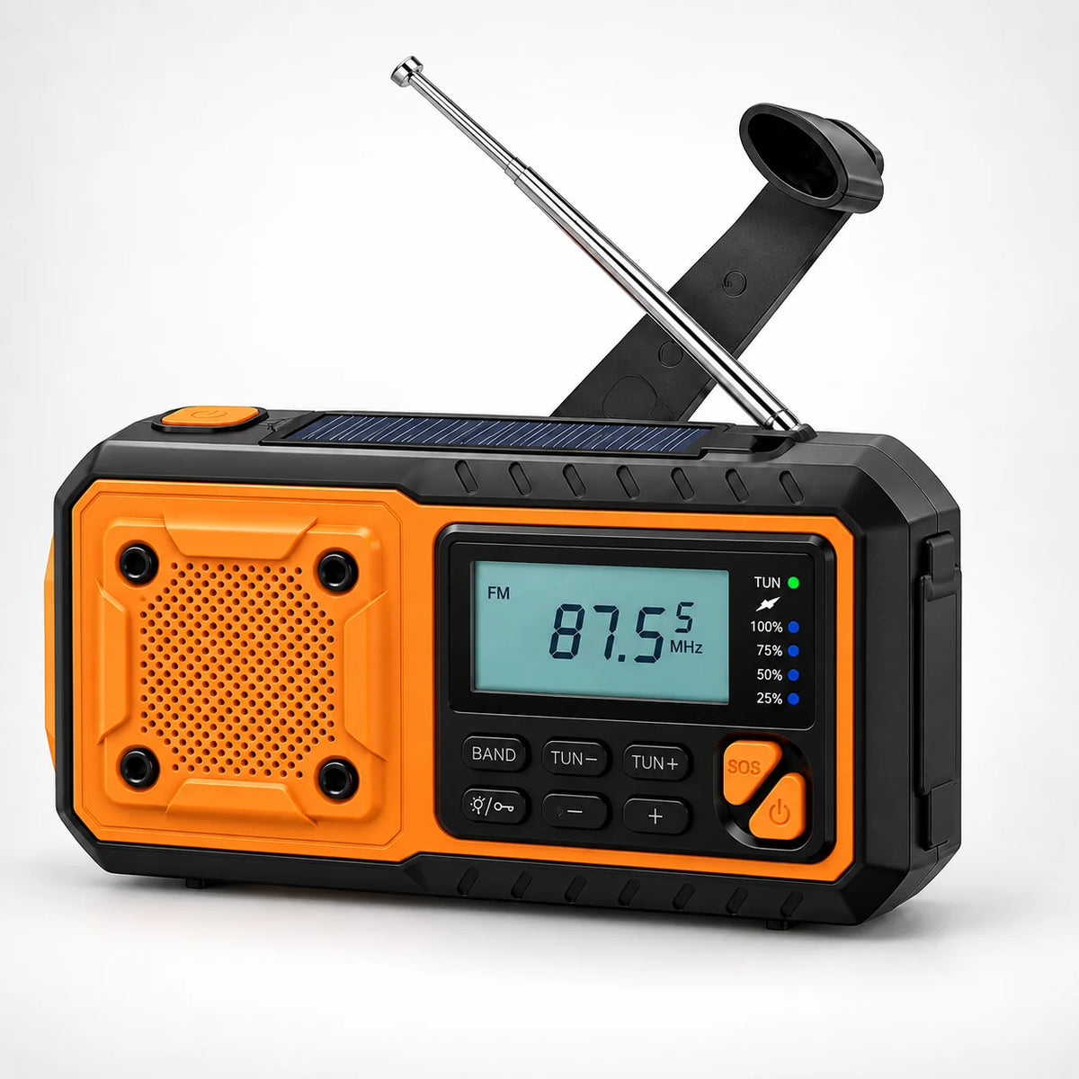 Emergency Radio Hand Crank & Solar Charging Bluetooth Flashlight