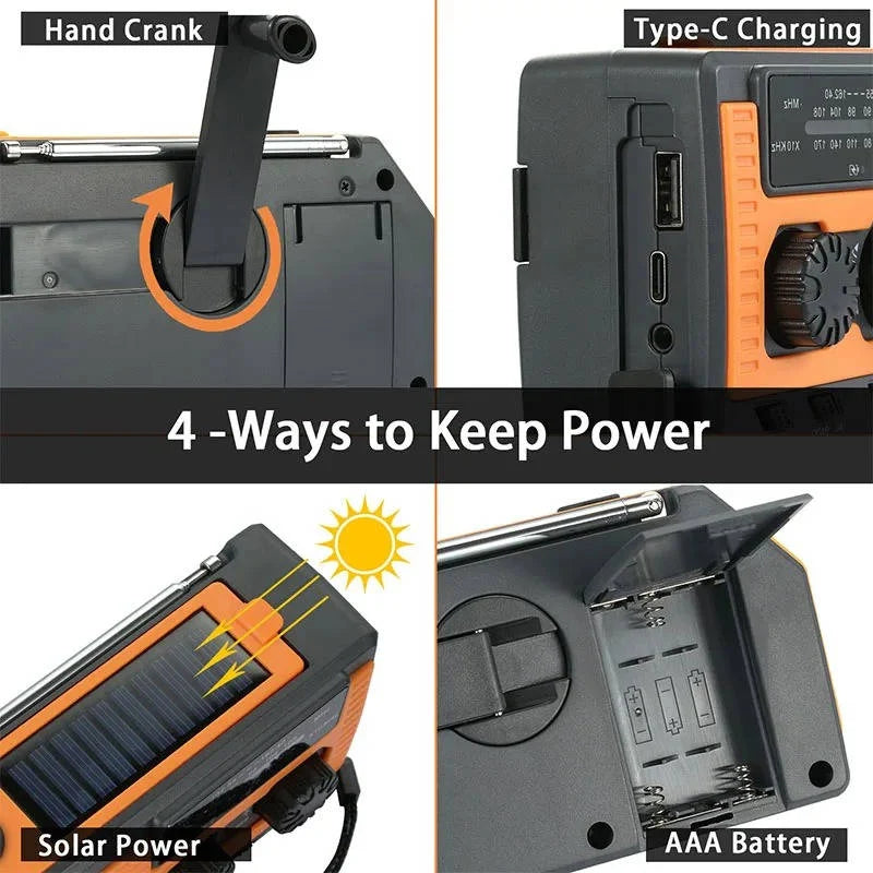 Emergency Radio Solar & Hand Crank 5000mAh Power Bank