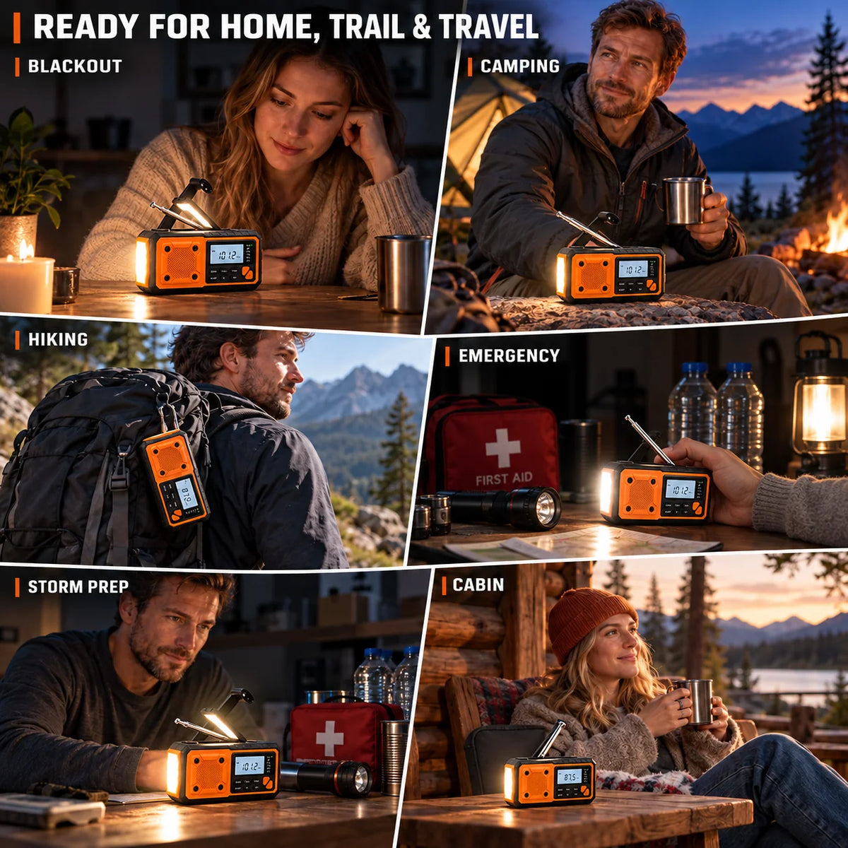 Emergency Radio Solar & Hand Crank Charging Bluetooth Speaker Flashlight