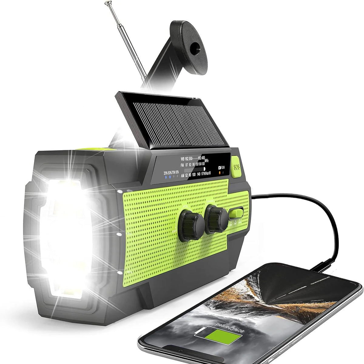 Emergency Weather Radio Hand Crank & Solar 4000mAh