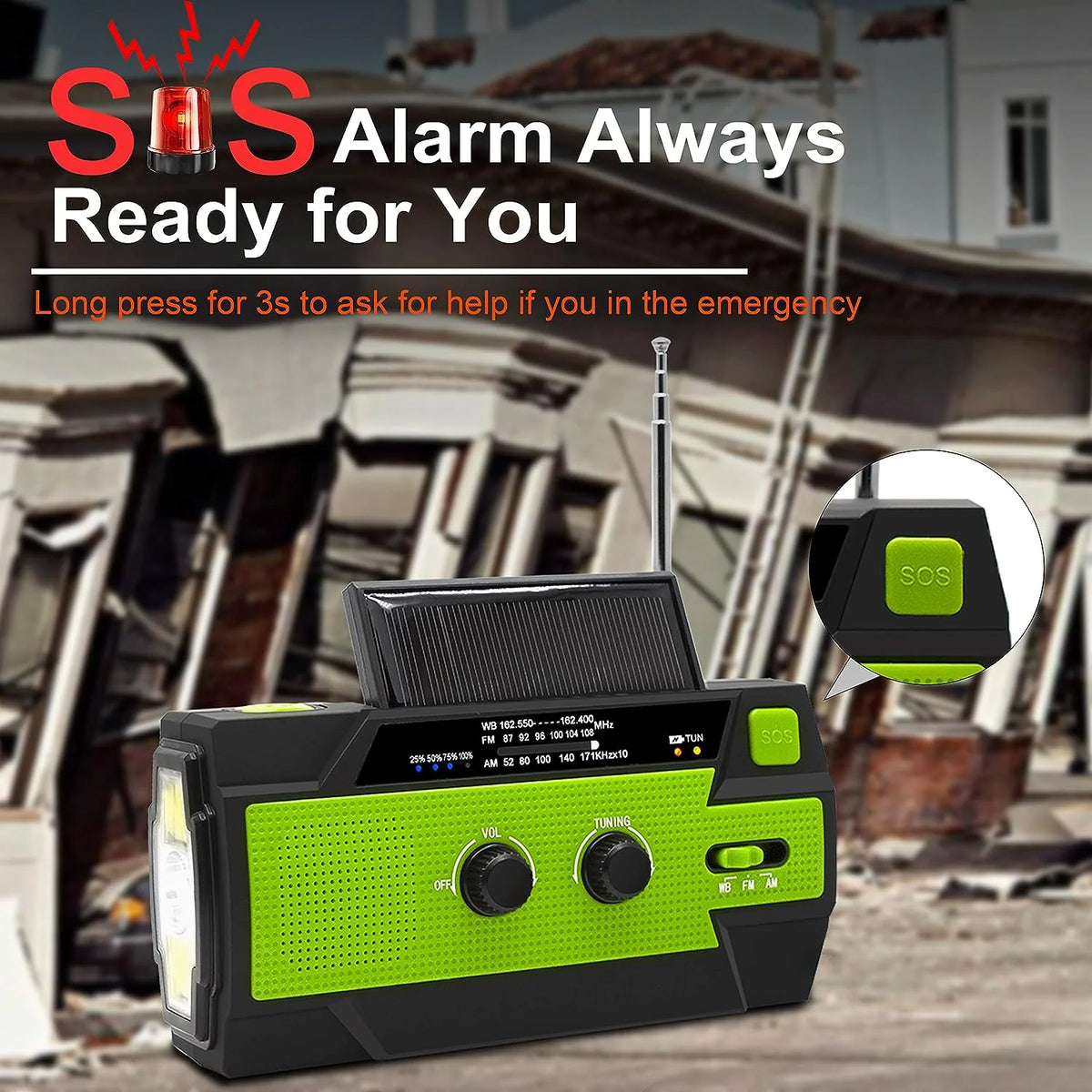 Emergency Weather Radio Hand Crank & Solar 4000mAh