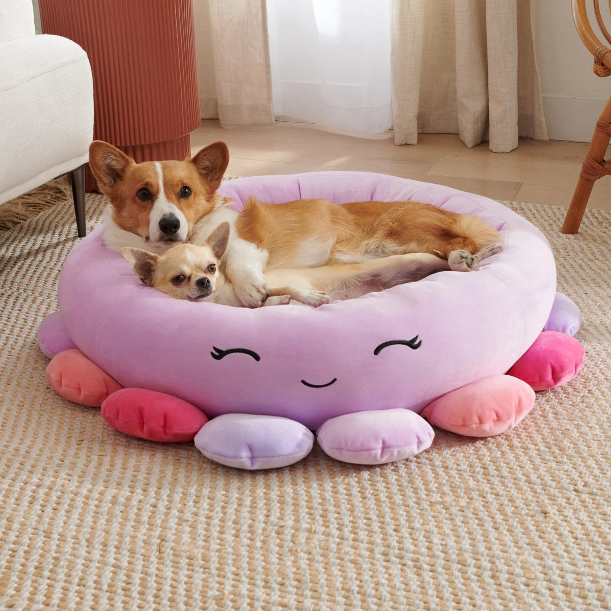 Enclosed Pet Bed Ultra-Soft Plush Thick Cushion Small Pets