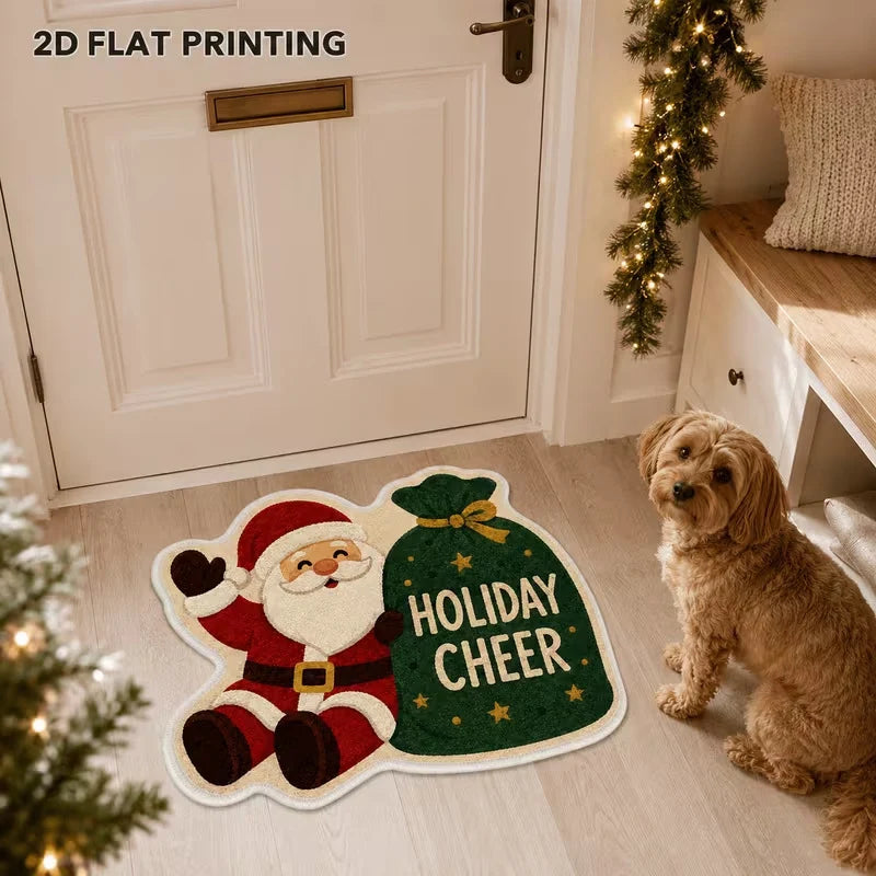 Entrance Mat Santa-Shaped Non-Slip Backing