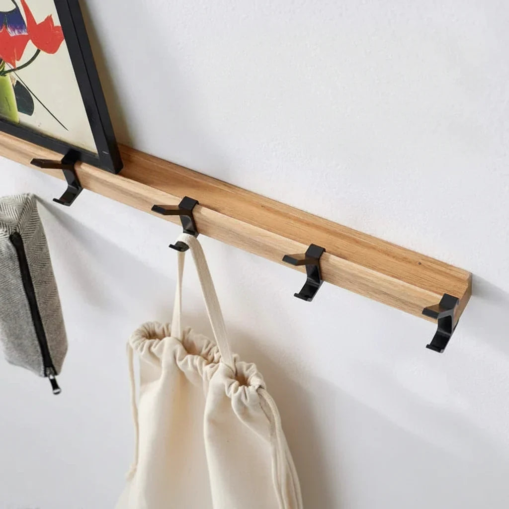 Entryway Coat Rack Scandinavian Wood Rounded Pegs & Generous Spacing
