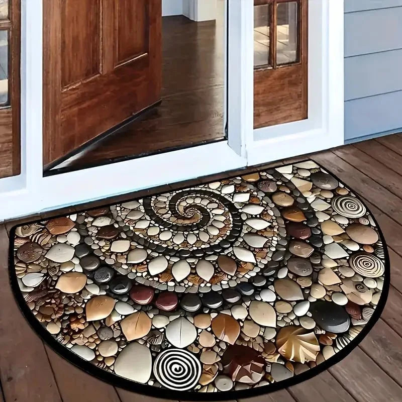 Entryway Mat Semicircular Seashell Design Non-Slip Surface