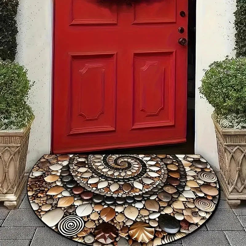 Entryway Mat Semicircular Seashell Design Non-Slip Surface