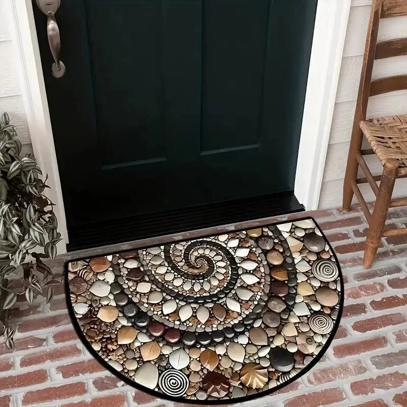 Entryway Mat Semicircular Seashell Design Non-Slip Surface