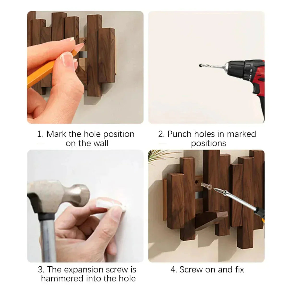 Entryway Wall Coat Hook Solid Wood Piano-Inspired