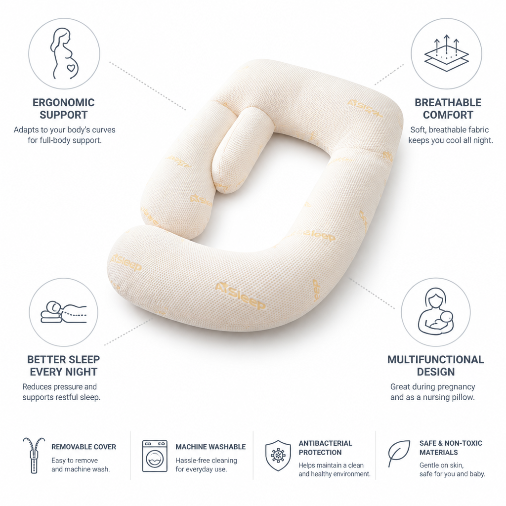 Ergonomic Breathable Full-Body Pregnancy Pillow